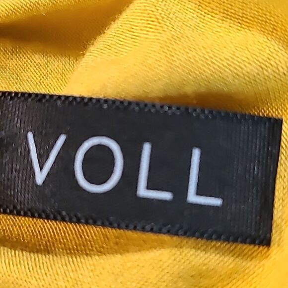 Voll by Chicos Gold Blouse with Black & White Braided Cowl Neckline, Size Small - Picture 6 of 7